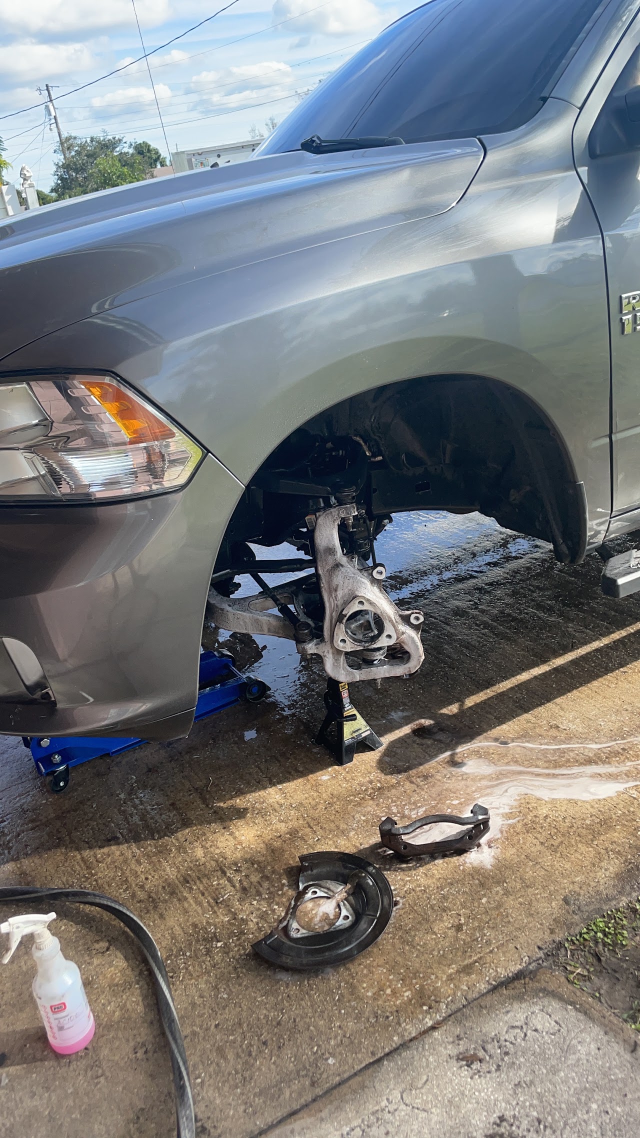 Car being tuned on a mobile dyno